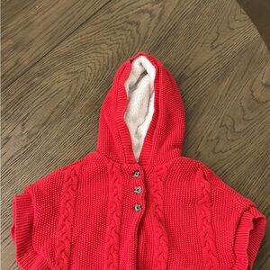 Knit Red Hooded Sweater / Cape